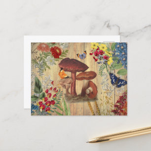 VINTAGE COLLAGE MUSHROOM POSTCARD