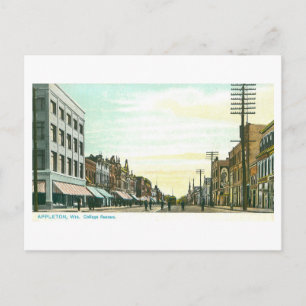 Vintage College Avenue, Appleton, Wisconsin Postcard
