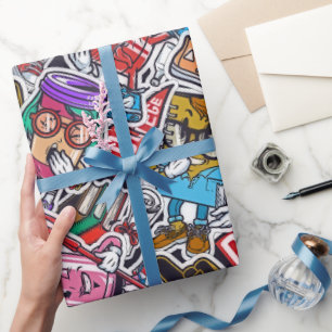 Vintage College Pop Culture Wrapping Paper