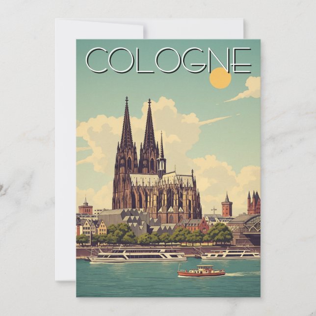 Vintage Cologne Cathedral Germany Travel Holiday Card (Front)