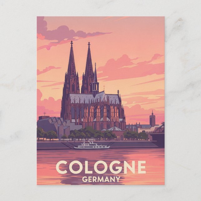Vintage Cologne Cathedral Germany Travel Postcard (Front)