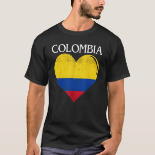 Vintage Colombia Flag Heart For Colombian T-Shirt
