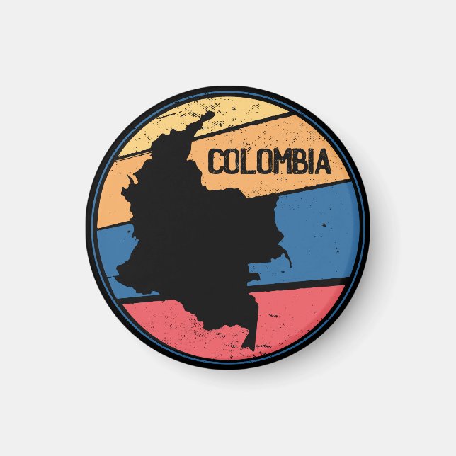 Vintage Colombia Map Colourful Magnet (Front)