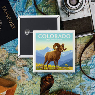Vintage Colorado 2 Inch Square Button