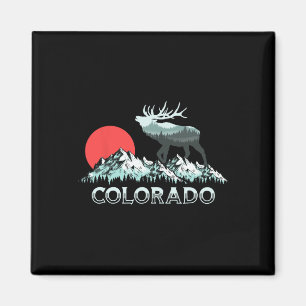 Vintage Colorado Elk Hunter Conservation Retro Gra Magnet
