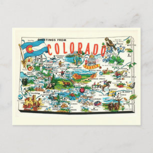 Vintage Colorado Map Postcard