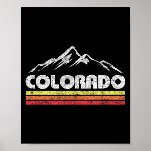 Vintage colorado retro mountain bike skiing poster