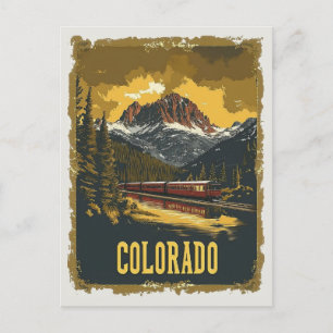 Vintage Colorado Rockies Rocky Mountains Train Postcard