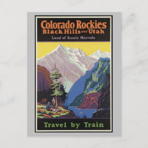 Vintage Colorado Rocky Mountains Train Travel Postcard