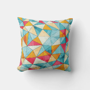 vintage colored triangles seamless pattern with gr throw pillow