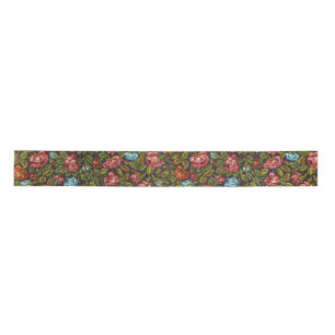 Vintage Colorful All Over Floral Pattern Satin Ribbon