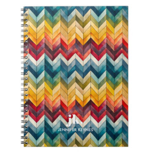 Vintage Colorful Chevron Monogram Notebook