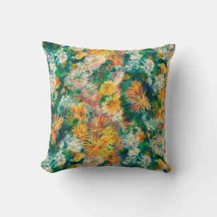 Vintage Colorful Chrysanthemum Garden Throw Pillow