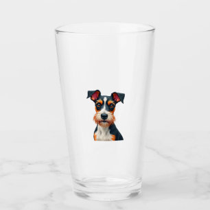 Vintage Colorful Dog Portrait Illustration Retro T Glass