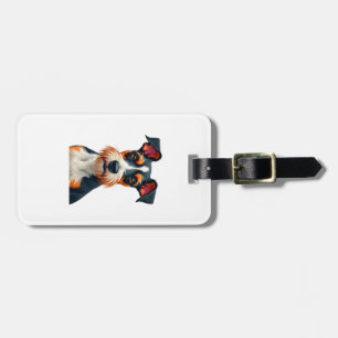 Vintage Colorful Dog Portrait Illustration Retro T Luggage Tag