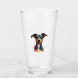 Vintage Colorful Dog Portrait Pop Art Illustration Glass