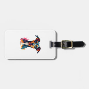 Vintage Colorful Dog Portrait Pop Art Illustration Luggage Tag