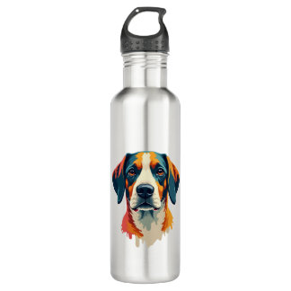 Vintage Colorful Dog Portrait Pop Art Style Pet Il 710 Ml Water Bottle