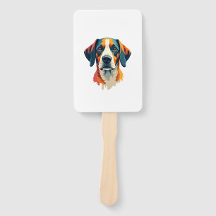 Vintage Colorful Dog Portrait Pop Art Style Pet Il Hand Fan