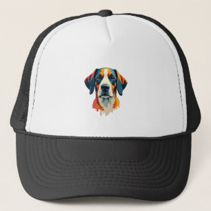 Vintage Colorful Dog Portrait Pop Art Style Pet Il Trucker Hat