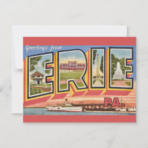 Vintage Colorful Erie PA Postcard