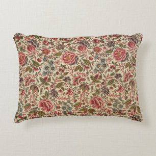 Vintage Colorful Floral Print Accent Pillow
