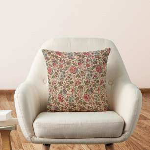 Vintage Colorful Floral Print Throw Pillow