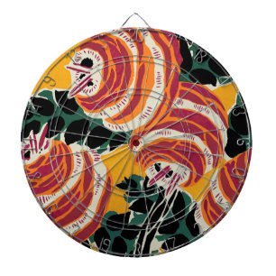 Vintage Colorful Flowers and Leaves Art Nouveau Dartboard