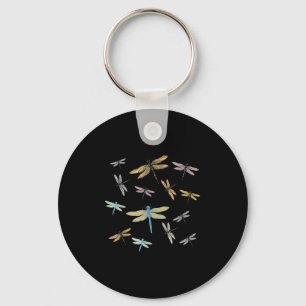 Vintage Colorful Graphic Pattern Nature Dragonfly Keychain