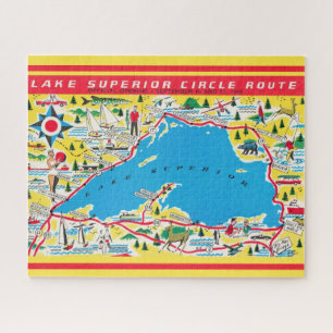 Vintage Colorful Lake Superior Route Jigsaw Puzzle