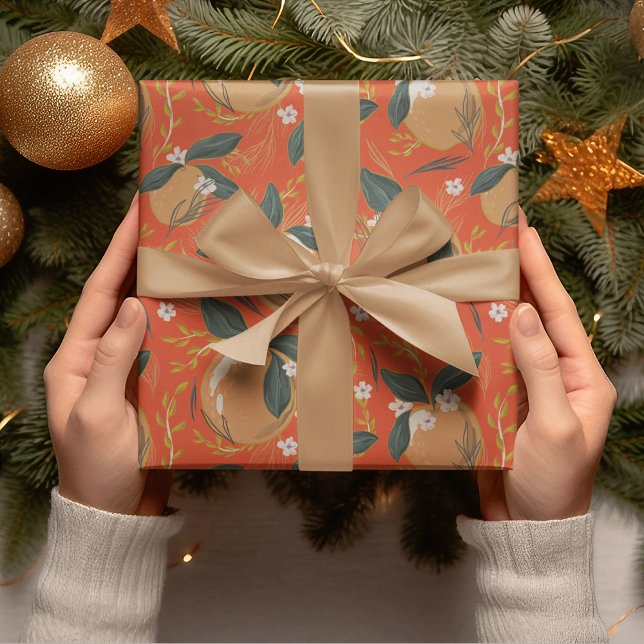 Vintage Colorful Orange Seamless Pattern Wrapping Paper (Creator Uploaded)