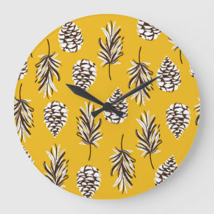 Vintage Colour Autumn Nature Elements Large Clock