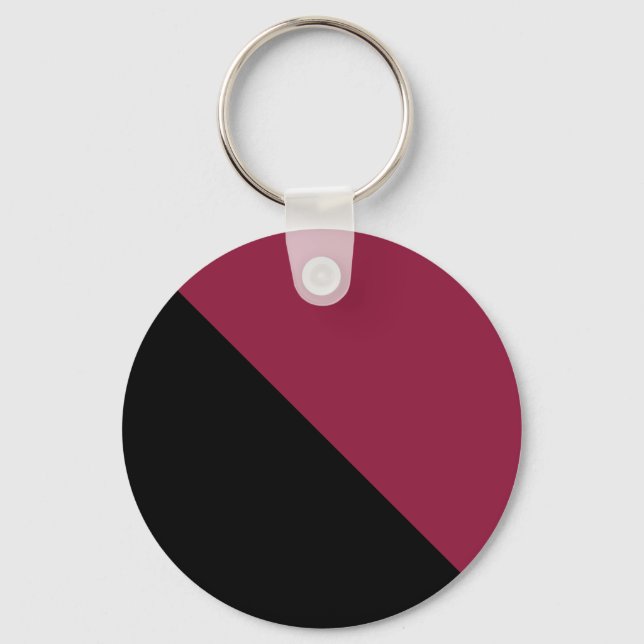 Vintage Colour Block Keychain (Black & Berry Red) (Front)