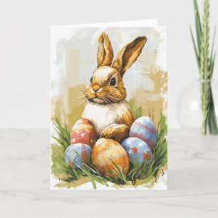 Vintage Colour Easter Rabbit Holiday Card