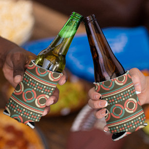 Vintage Colour Geometric Shape Pattern Seltzer Can Cooler