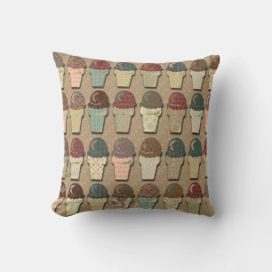 Vintage Colour Ice Cream Cones Pattern Design Throw Pillow