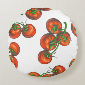 Vintage colour seamless pattern with fresh vegetab round pillow