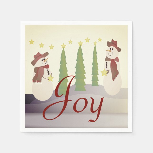 Vintage Colour Snowman Napkin (Front)