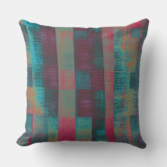 Vintage Colour Stripes Throw Pillow (Front)