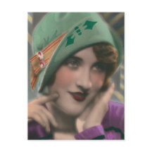 Vintage Colour Tinted Flapper Postcard