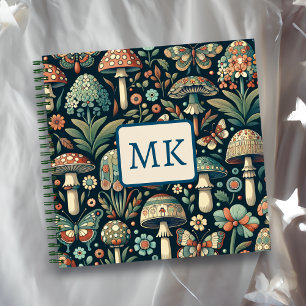 Vintage Coloured Butterflies, Mushrooms and Foliag Notebook