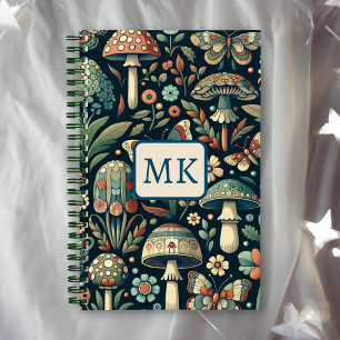 Vintage Coloured Butterflies, Mushrooms and Foliag Notebook
