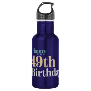 vintage coloured happy 49th birthday typography 532 ml water bottle