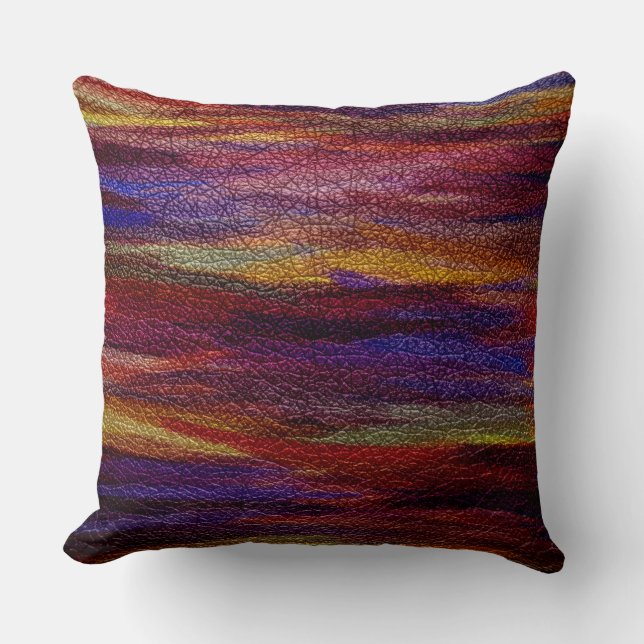 Vintage Coloured Leather Look Throw Pillow (Front)