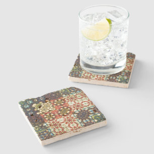 Vintage coloured opaque kaleidoscope mosaic stone coaster