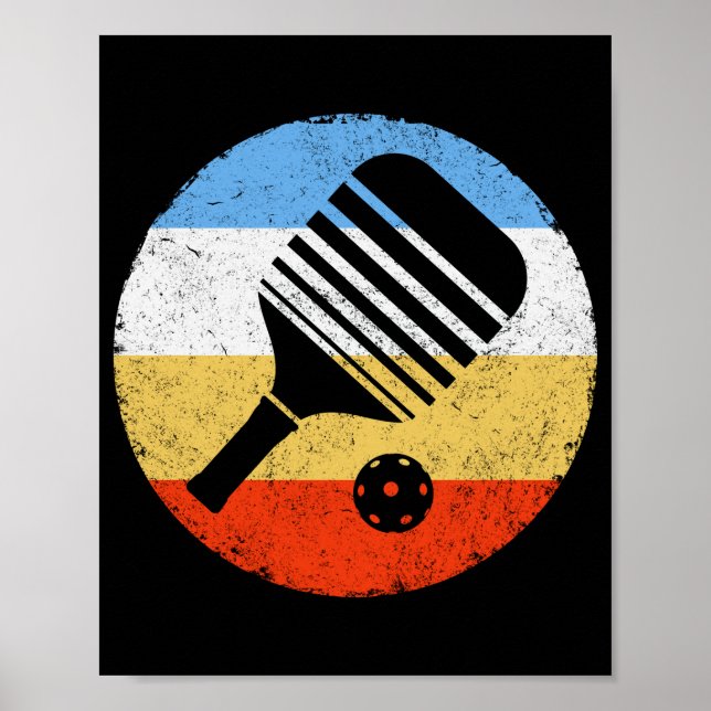 Vintage Coloured Retro Pickleball Poster (Front)