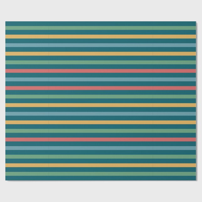 Vintage Coloured Striped Lines Wrapping Paper (Flat)