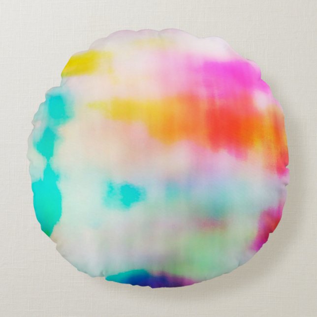 Vintage colourful abstract illustration background round pillow (Front)