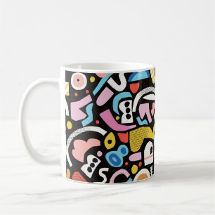 vintage colourful abstract shape illustration moti coffee mug