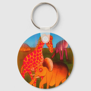 Vintage Colourful African wild animal colours desi Keychain